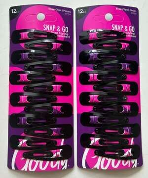 2 Goody Snap and Go 07104 Snap Clips Black 12 Clips Ea